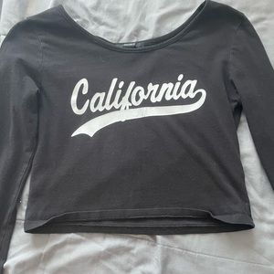 Long sleeve black California crop top